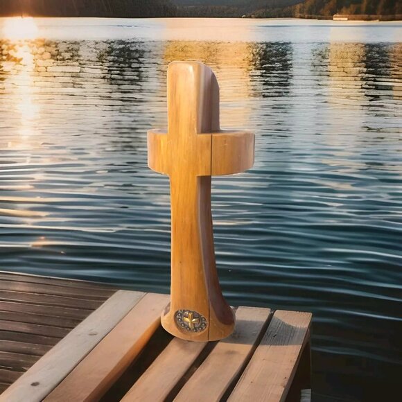 Wooden Cedar Cross made in Texas Handmade faith Texan USA WESTERN DECOR - Picture 2 of 6